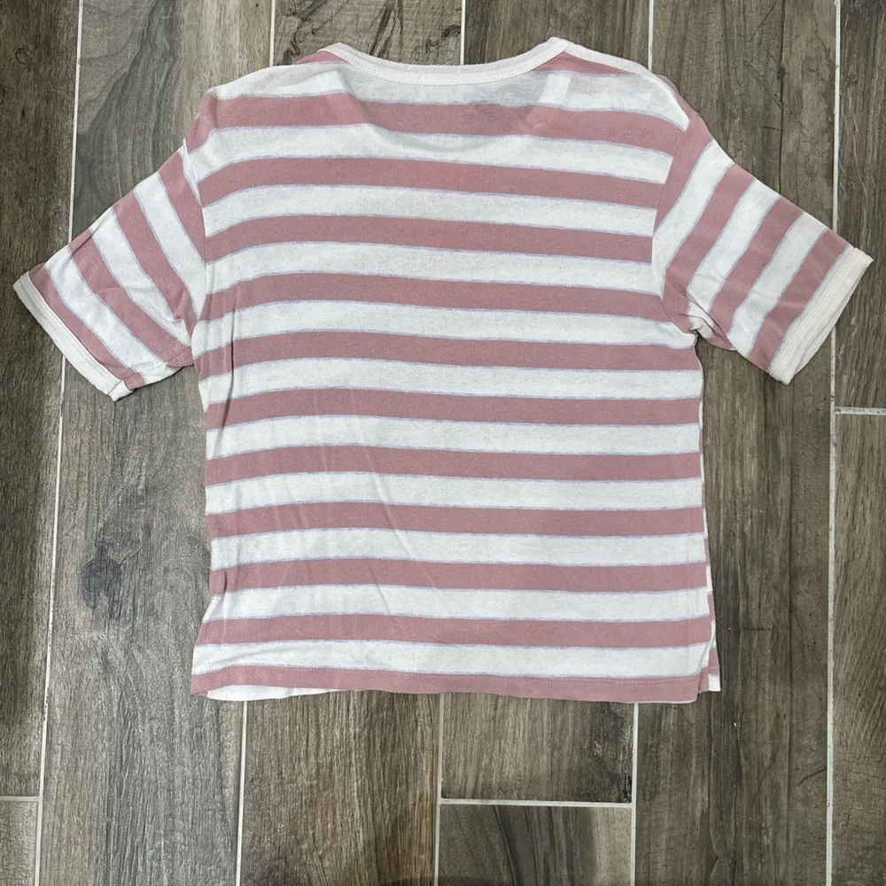 John Galt Pink and white striped short sleeve top - Picture 5 of 5